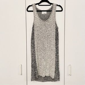 3.1 PHILLIP LIM Black Off-White Woven Textured Knit Sleeveless Tank Shift Dress